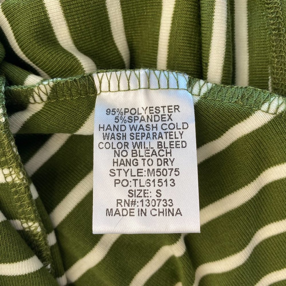NWT Umgee Striped Long Sleeve Dress Green/White - Picture 5 of 7